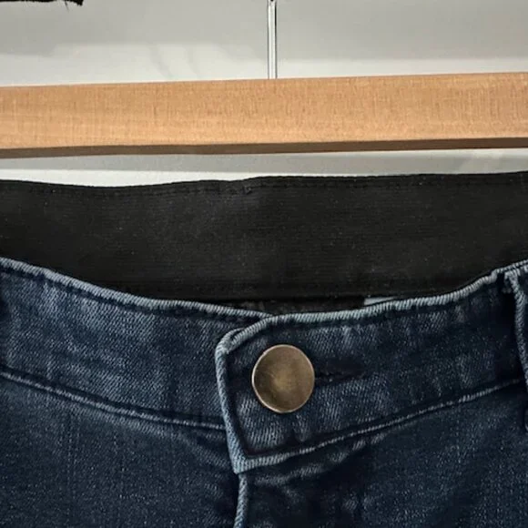 Wide Leg Elastic Waist Banded Terry Clothed Line Jeans - Picture 3 of 4